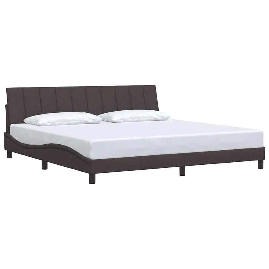 Cadre de lit sans matelas Hanko marron foncé 200x200 cm tissu - 3