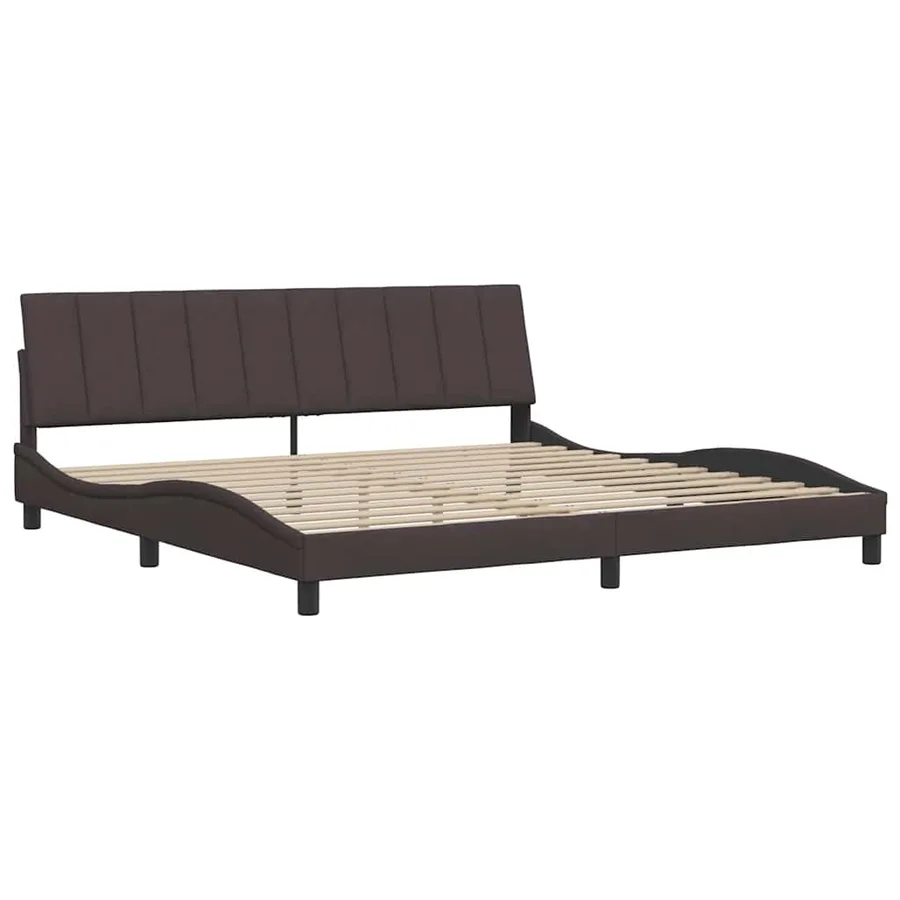 Cadre de lit sans matelas Hanko marron foncé 200x200 cm tissu - 7