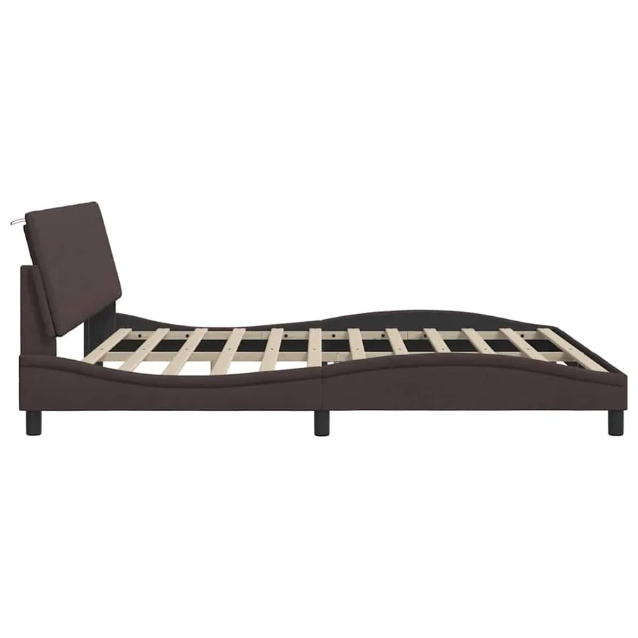 Cadre de lit sans matelas Hanko marron foncé 200x200 cm tissu - 8