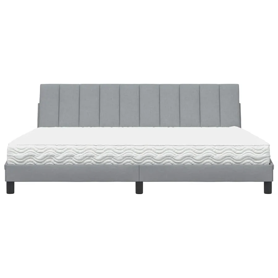 Lit avec matelas Hanko gris clair 200x200 cm tissu - 5