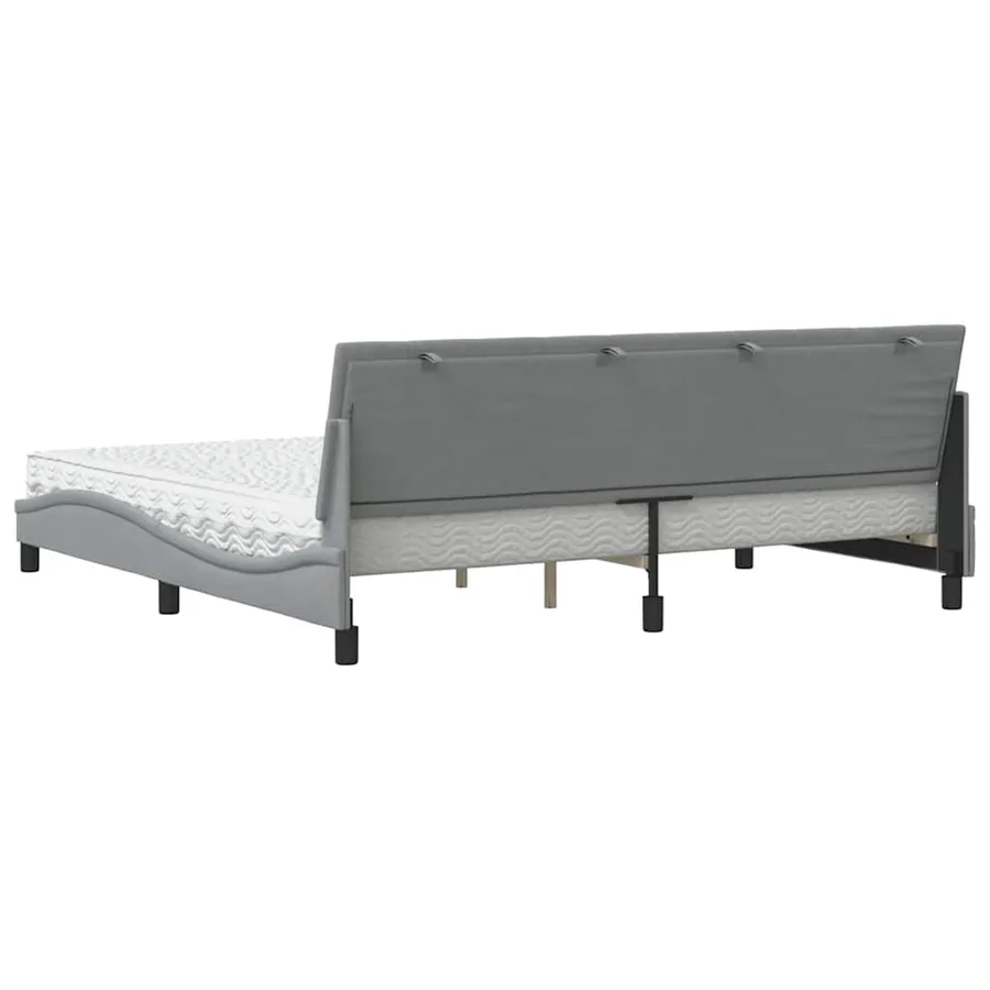 Lit avec matelas Hanko gris clair 200x200 cm tissu - 7