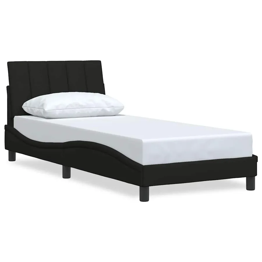 Cadre de lit sans matelas Hanko noir 80x200 cm tissu - 2