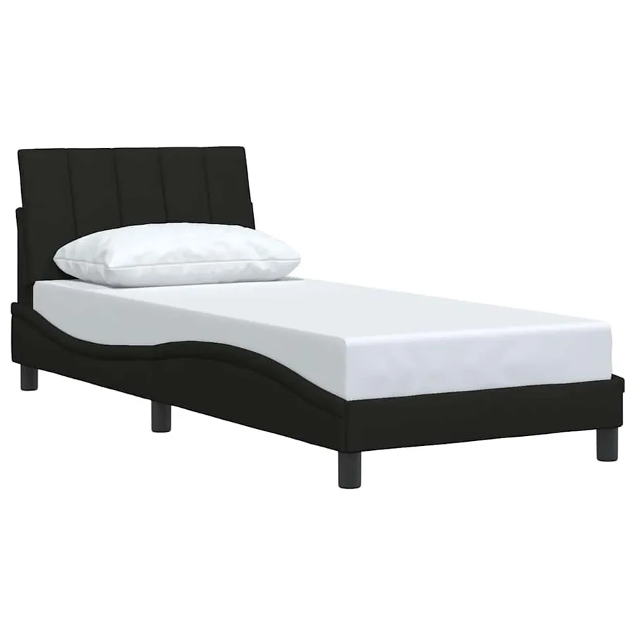 Cadre de lit sans matelas Hanko noir 80x200 cm tissu - 3