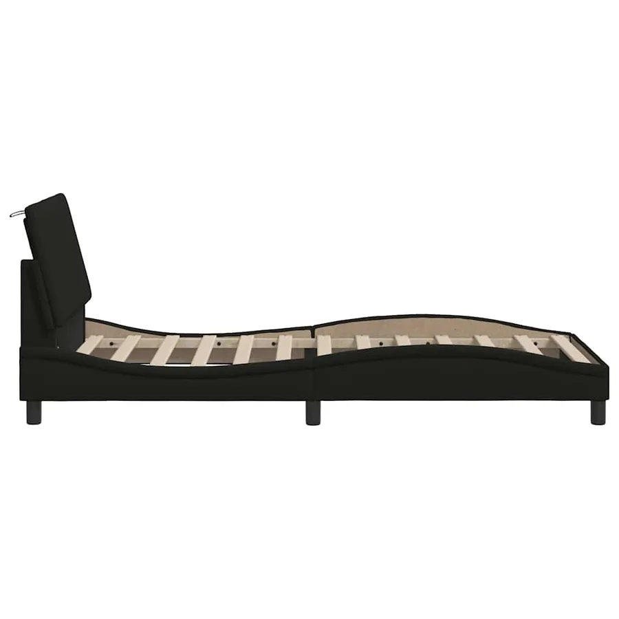 Cadre de lit sans matelas Hanko noir 80x200 cm tissu - 8