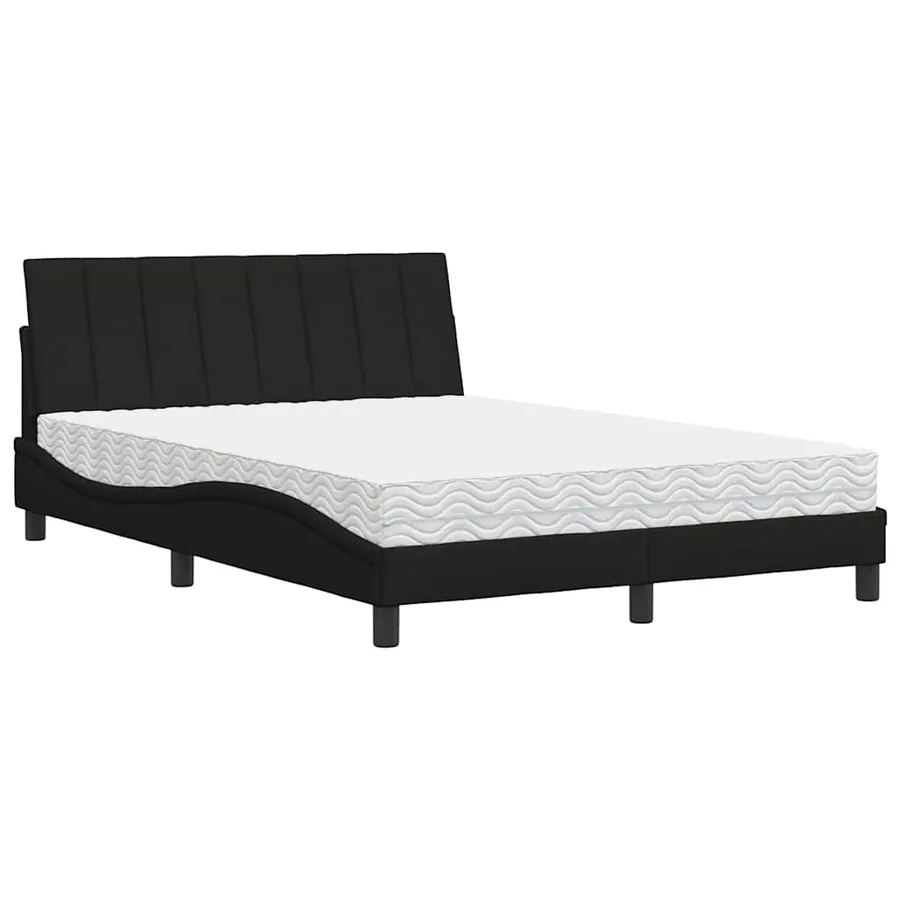 Lit avec matelas Hanko noir 140x200 cm tissu - 2