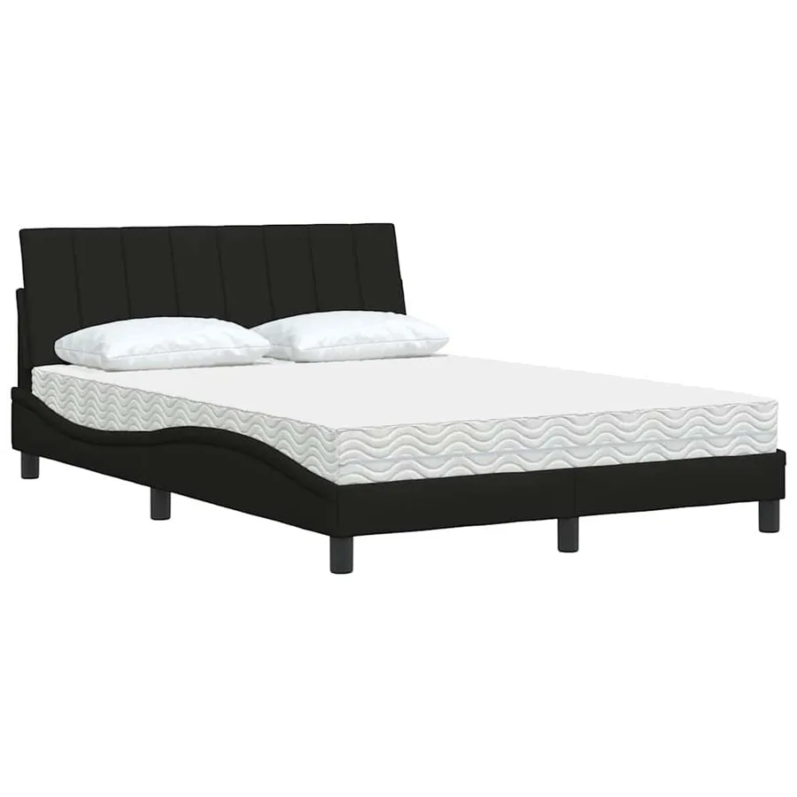 Lit avec matelas Hanko noir 140x200 cm tissu - 4