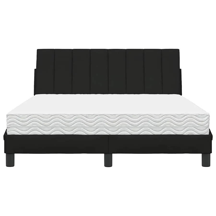 Lit avec matelas Hanko noir 140x200 cm tissu - 5