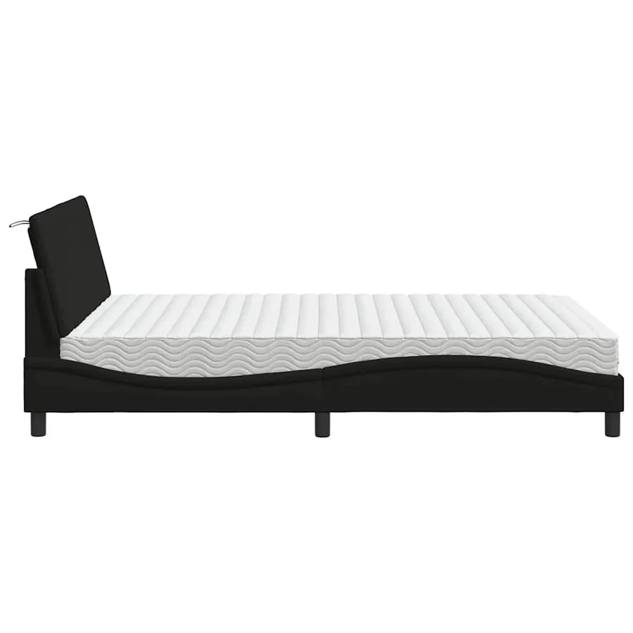 Lit avec matelas Hanko noir 140x200 cm tissu - 6