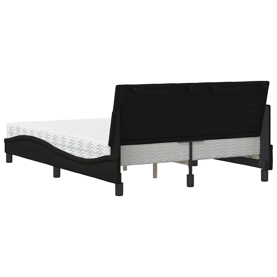 Lit avec matelas Hanko noir 140x200 cm tissu - 7