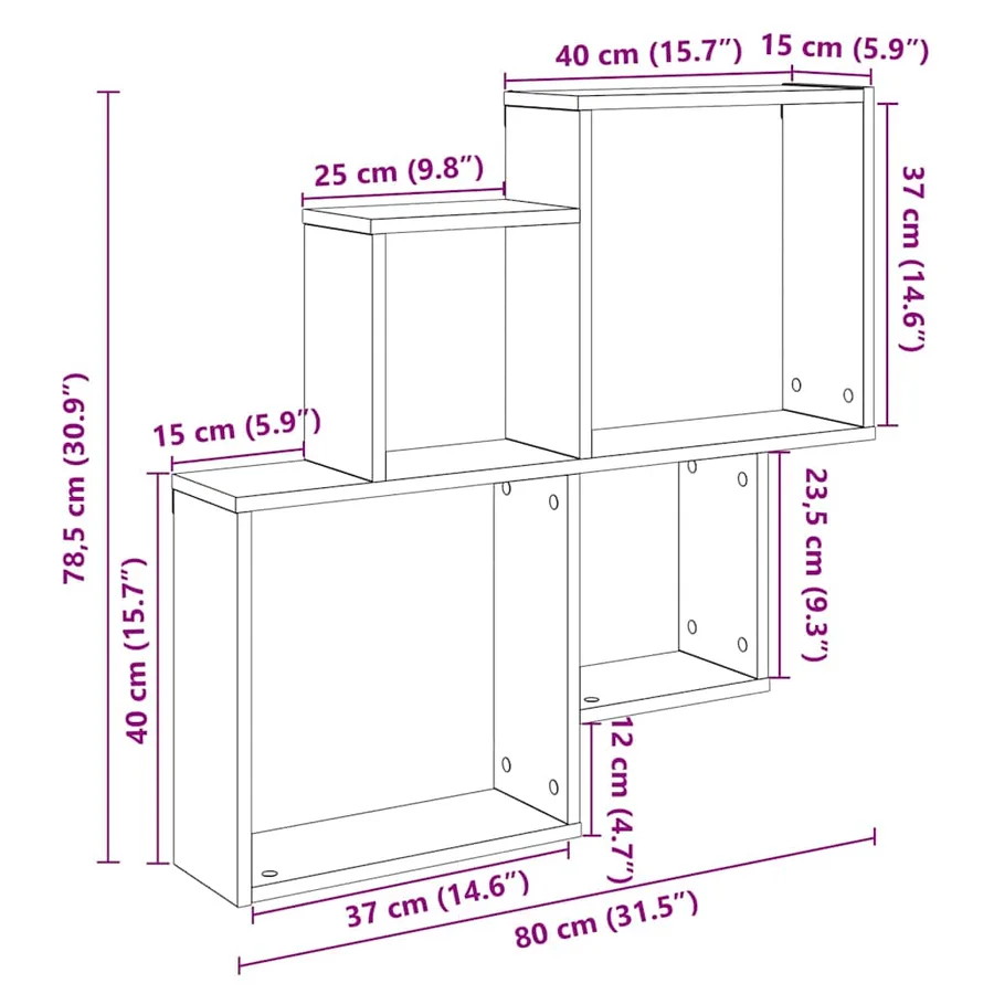 Étagère murale vieux bois 80x15x78,5 cm bois d'ingénierie - 9