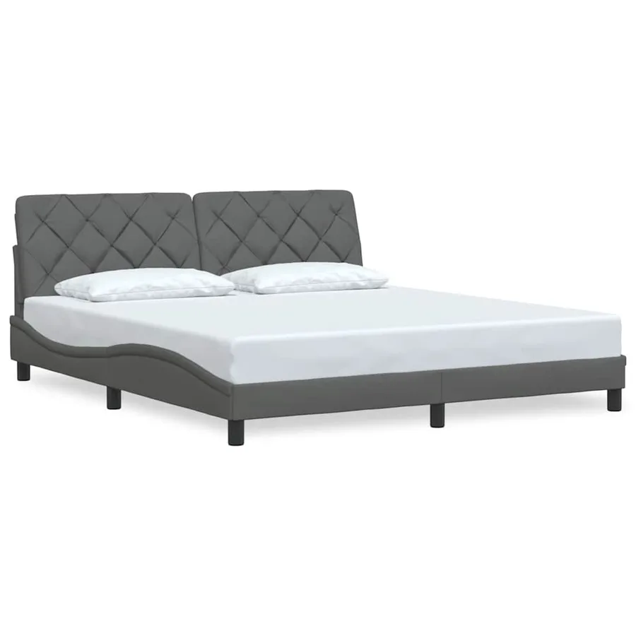 Cadre de lit sans matelas gris foncé 180x200 cm tissu - 2