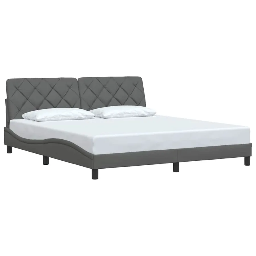 Cadre de lit sans matelas gris foncé 180x200 cm tissu - 3
