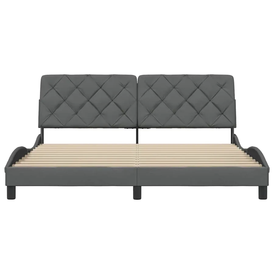 Cadre de lit sans matelas gris foncé 180x200 cm tissu - 5