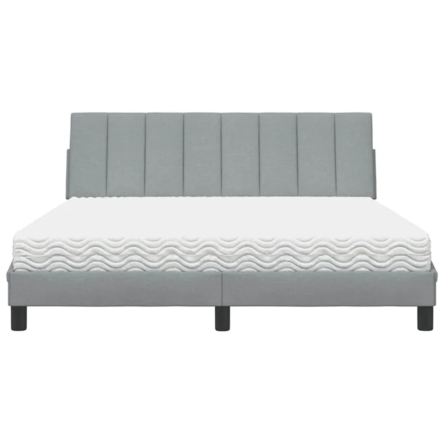 Lit avec matelas Hanko gris clair 160x200 cm tissu - 5
