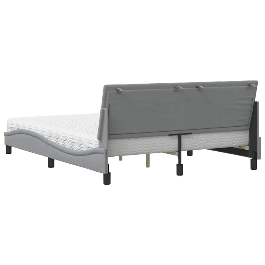 Lit avec matelas Hanko gris clair 160x200 cm tissu - 7