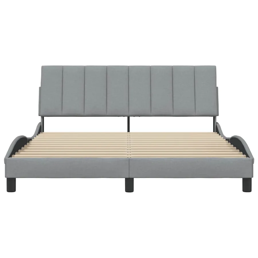 Cadre de lit sans matelas Hanko gris clair 160x200 cm tissu - 4
