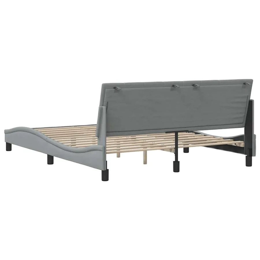 Cadre de lit sans matelas Hanko gris clair 160x200 cm tissu - 9