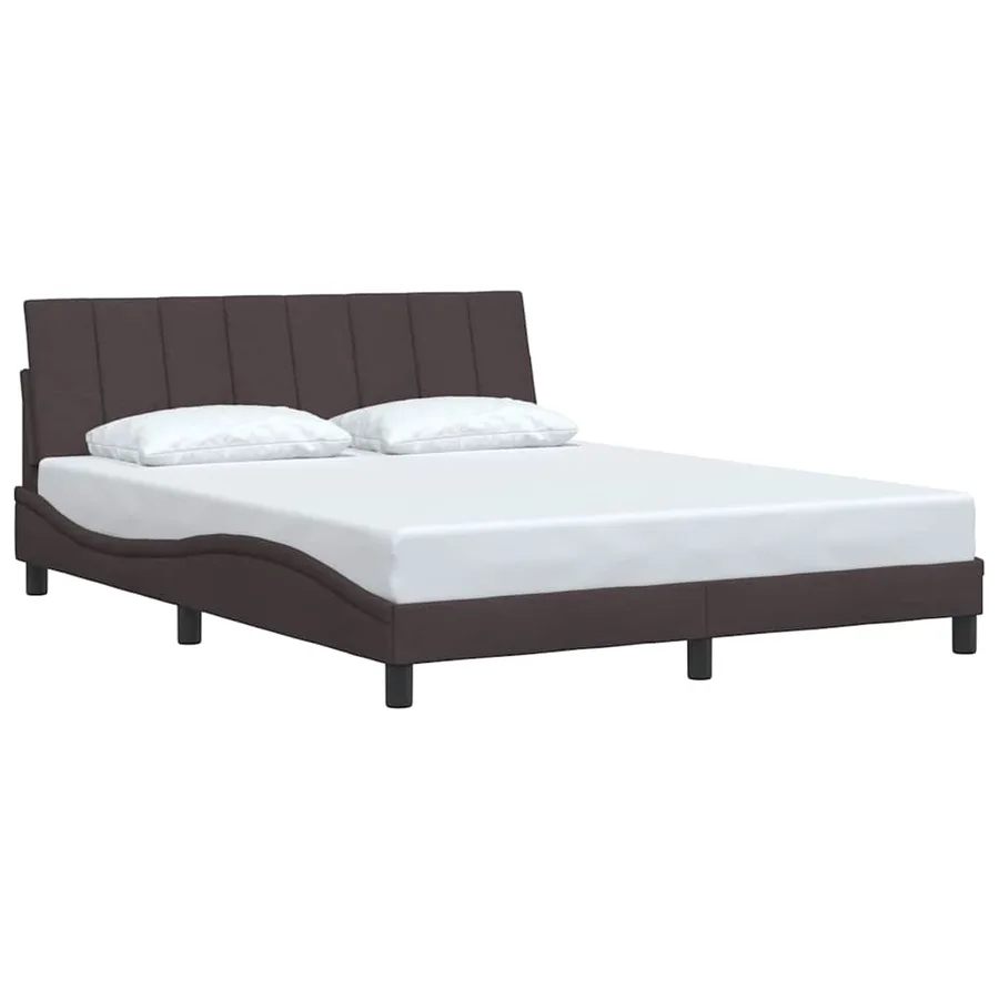 Cadre de lit sans matelas Hanko marron foncé 160x200 cm tissu - 3