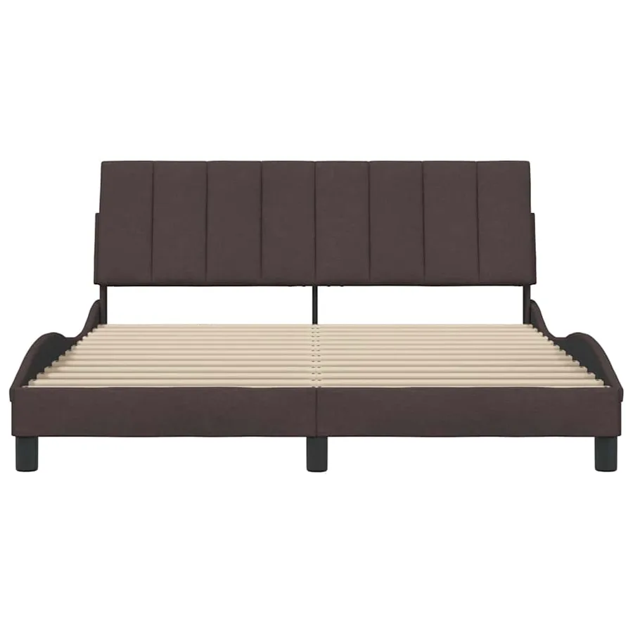 Cadre de lit sans matelas Hanko marron foncé 160x200 cm tissu - 4