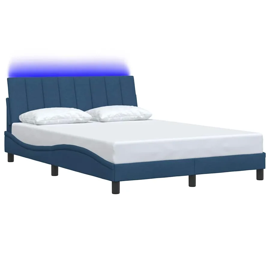 Cadre de lit sans matelas Hanko bleu 140x190 cm tissu - 3