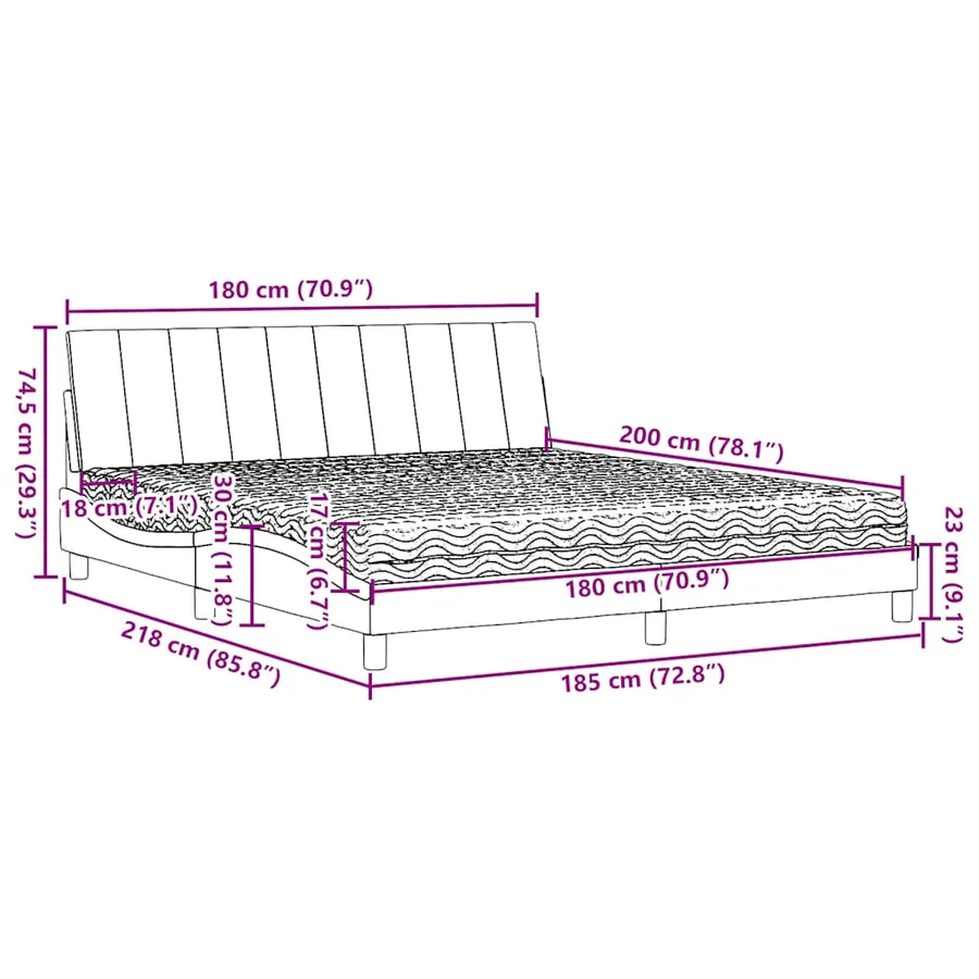 Lit avec matelas Hanko crème 180x200 cm tissu - 14