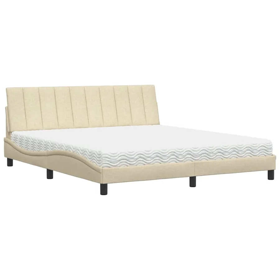 Lit avec matelas Hanko crème 180x200 cm tissu - 2
