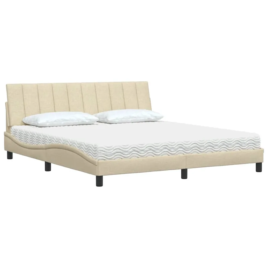 Lit avec matelas Hanko crème 180x200 cm tissu - 4