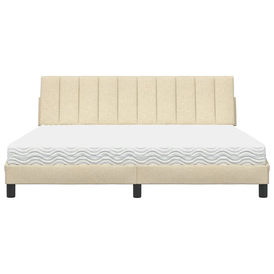Lit avec matelas Hanko crème 180x200 cm tissu - 5