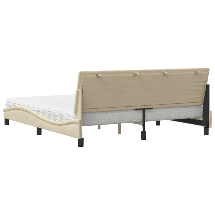 Lit avec matelas Hanko crème 180x200 cm tissu - 7