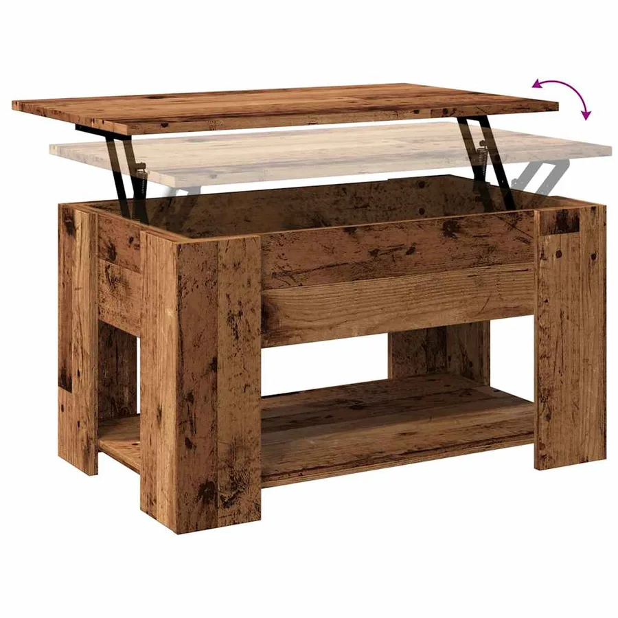 Table basse vieux bois 79x49x41 cm bois d'ingénierie - 10