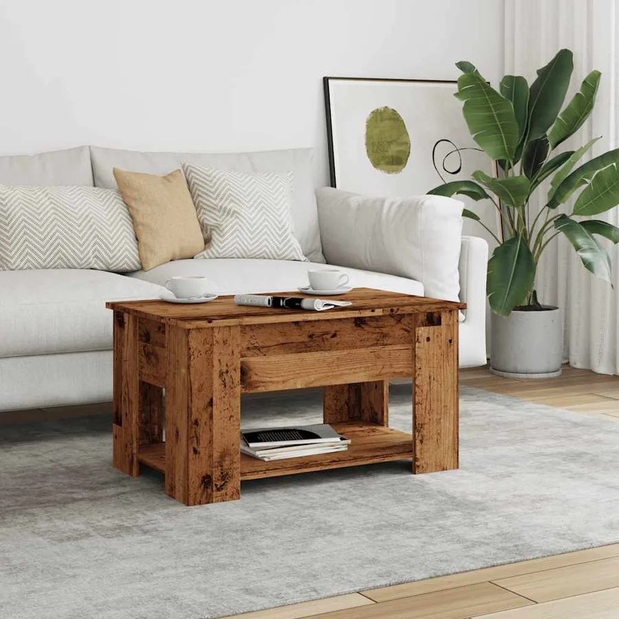 Table basse vieux bois 79x49x41 cm bois d'ingénierie - 3