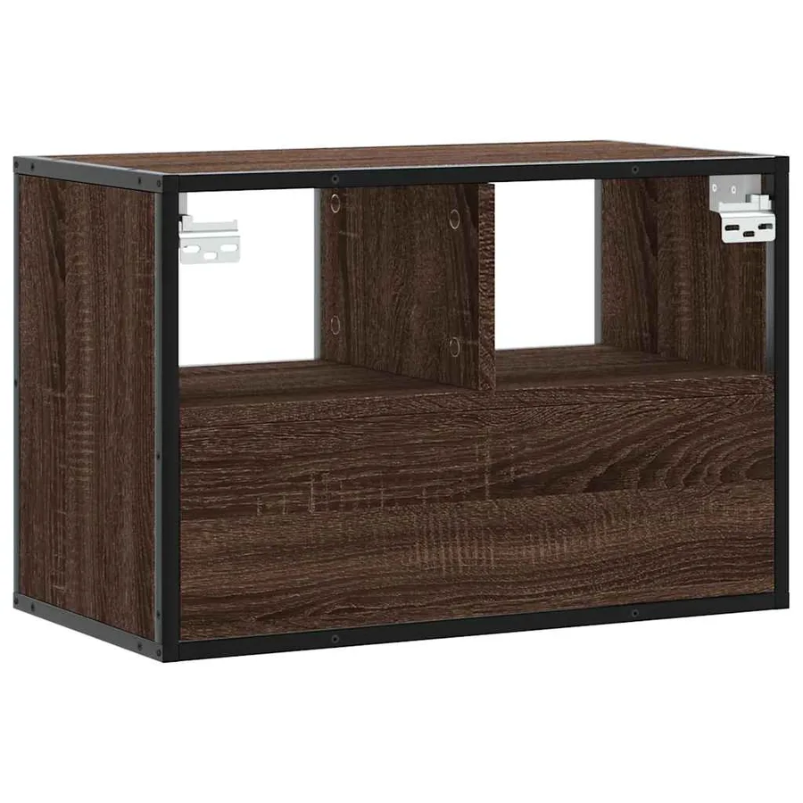 Meuble TV chêne brun 60x31x39,5 cm bois d'ingénierie et métal - 6