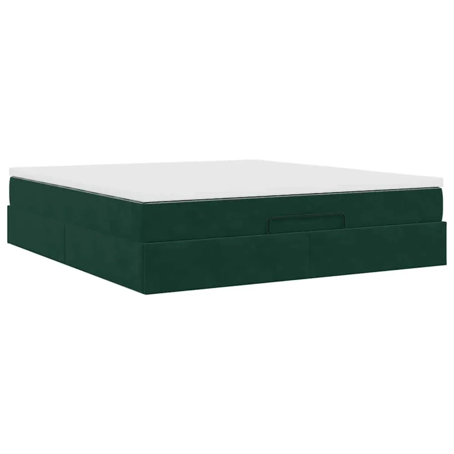 Cadre de lit ottoman avec matelas vert foncé 180x200 cm velours - 10