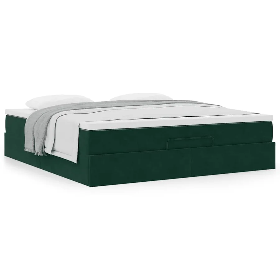 Cadre de lit ottoman avec matelas vert foncé 180x200 cm velours - 4
