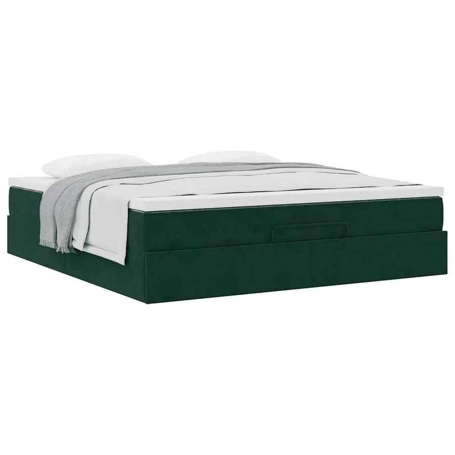 Cadre de lit ottoman avec matelas vert foncé 180x200 cm velours - 5