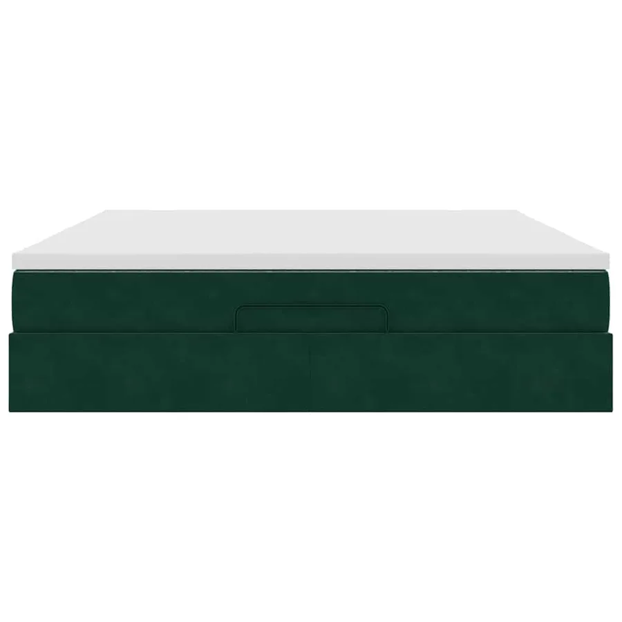 Cadre de lit ottoman avec matelas vert foncé 180x200 cm velours - 7