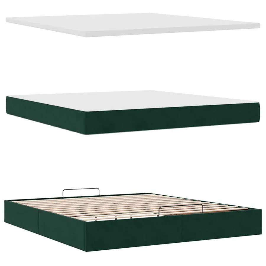 Cadre de lit ottoman avec matelas vert foncé 180x200 cm velours - 8