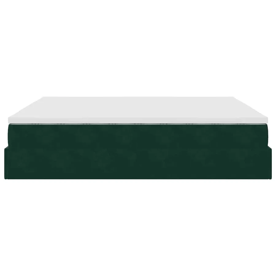 Cadre de lit ottoman avec matelas vert foncé 180x200 cm velours - 9