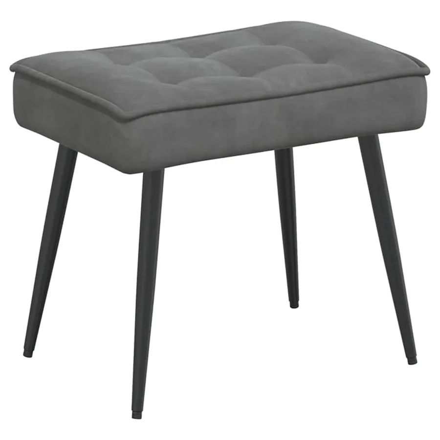 Chaise de relaxation avec tabouret Gris foncé Velours - 5