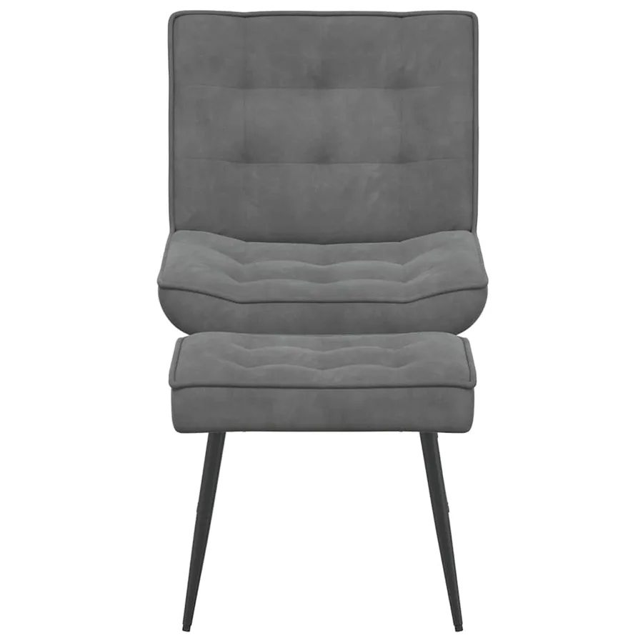 Chaise de relaxation avec tabouret Gris foncé Velours - 6