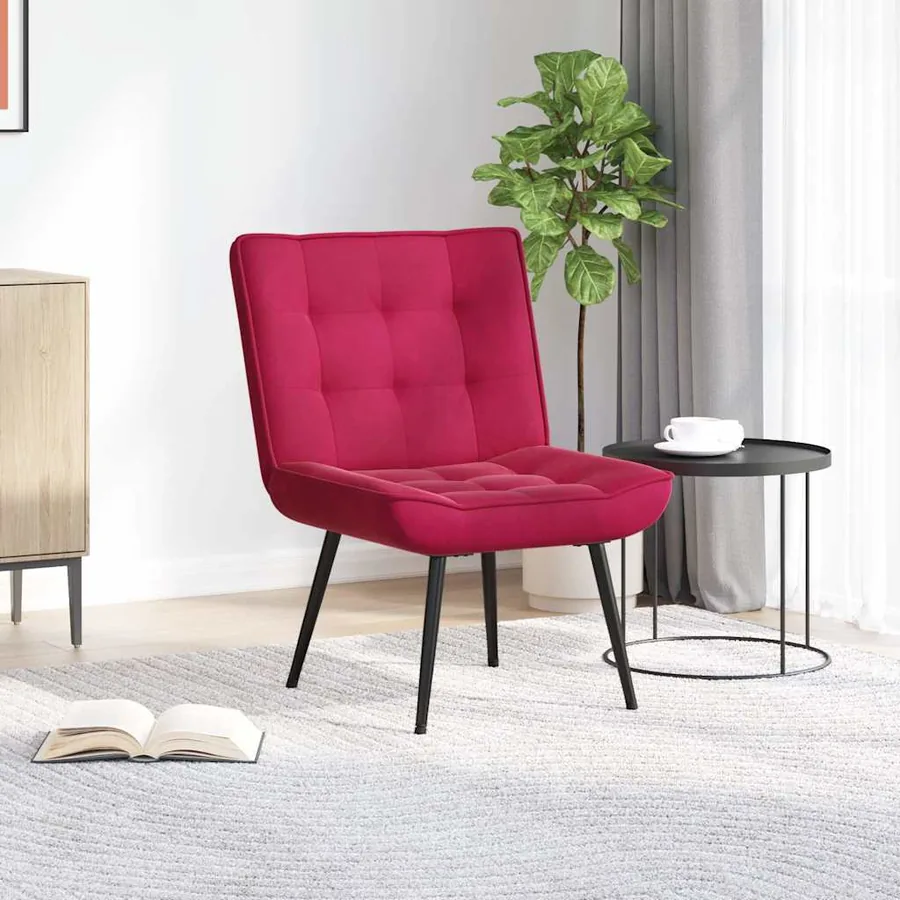 Chaise de relaxation rouge bordeaux 64x74x84 cm velours