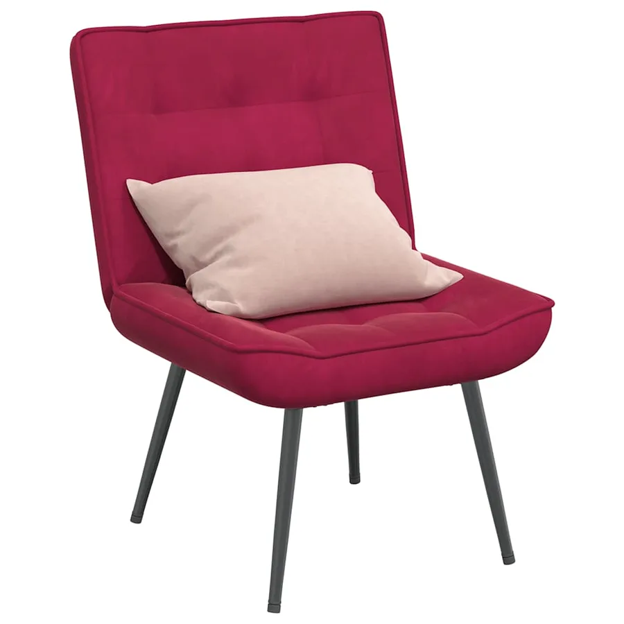 Chaise de relaxation rouge bordeaux 64x74x84 cm velours - 3