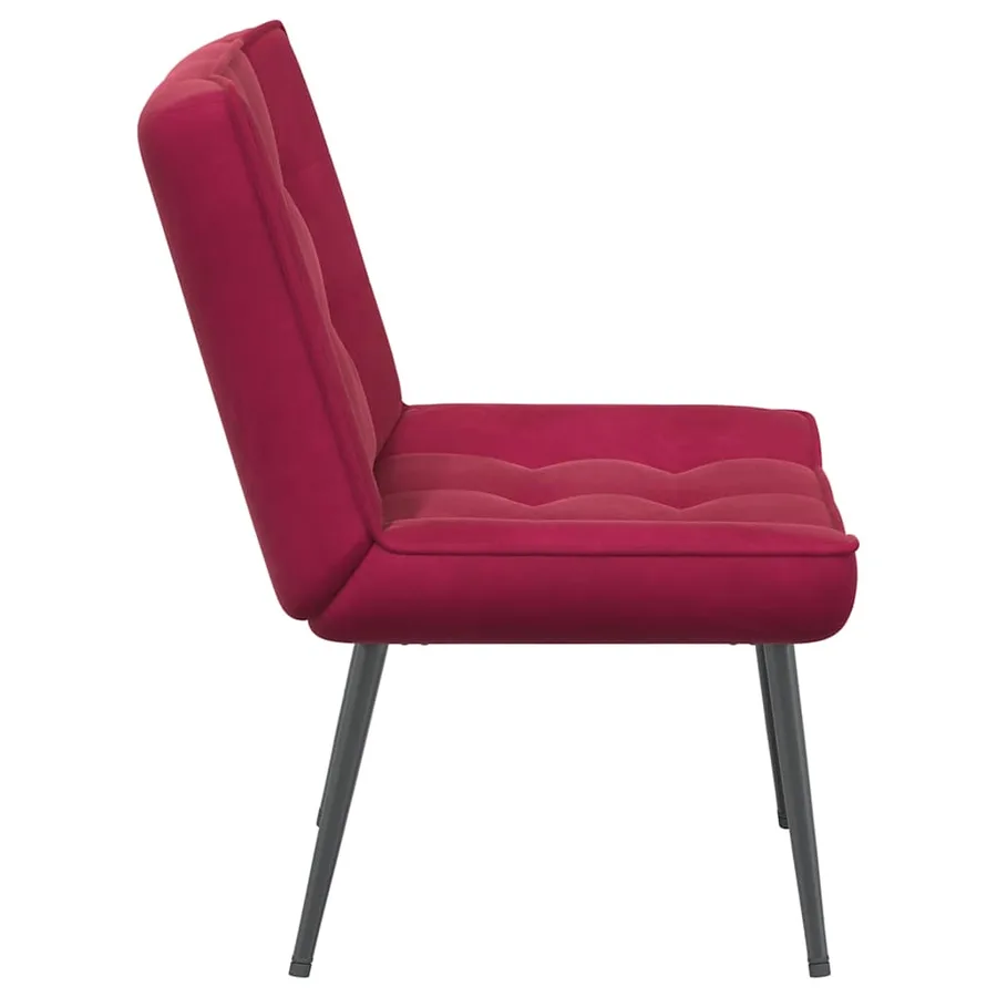Chaise de relaxation rouge bordeaux 64x74x84 cm velours - 7