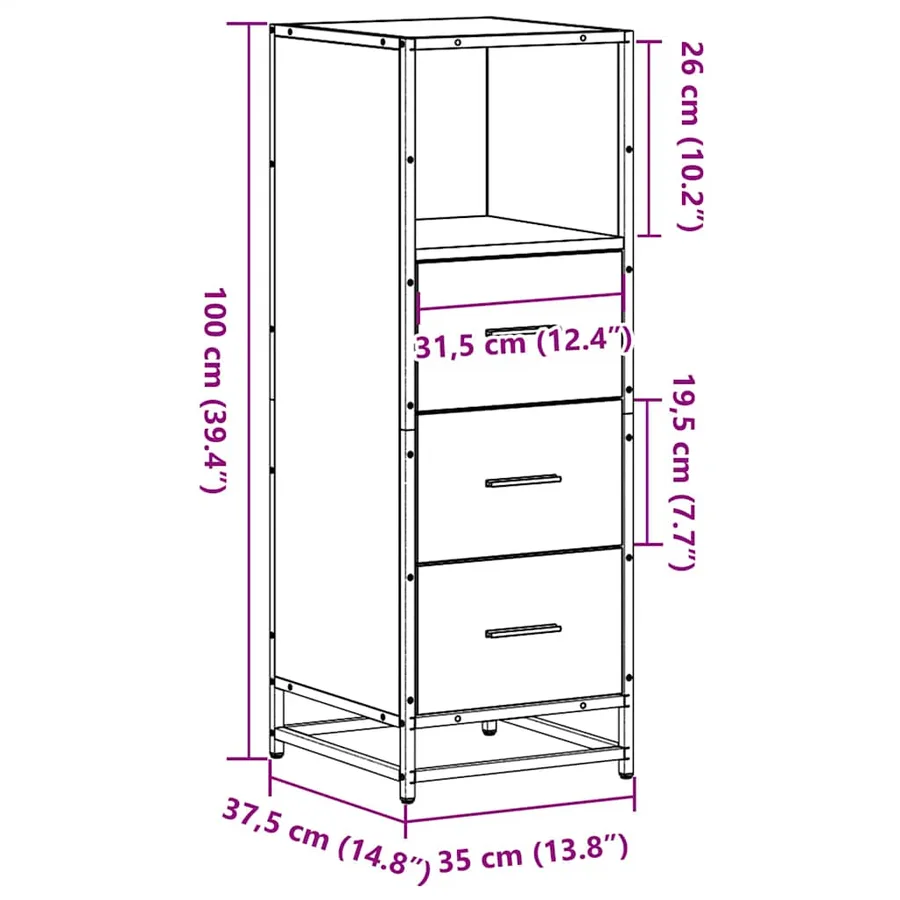 Armoire de bain chêne marron 35x37,5x100 cm bois d'ingénierie - 11