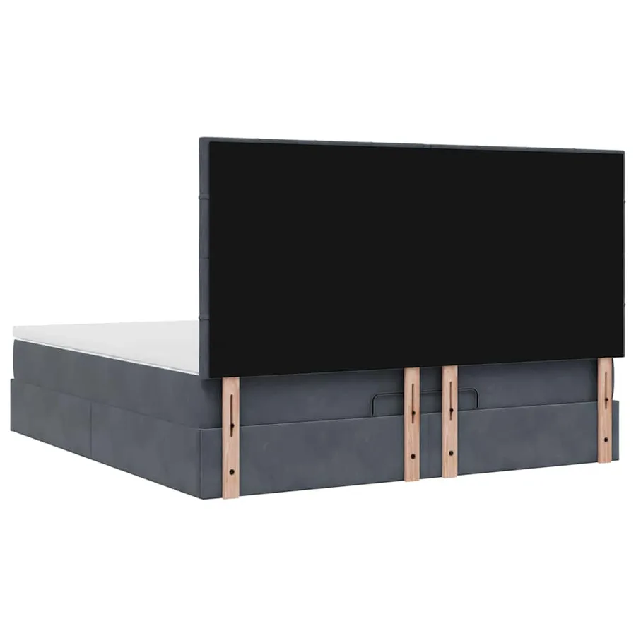 Cadre de lit ottoman avec matelas gris foncé 180x200cm velours - 10