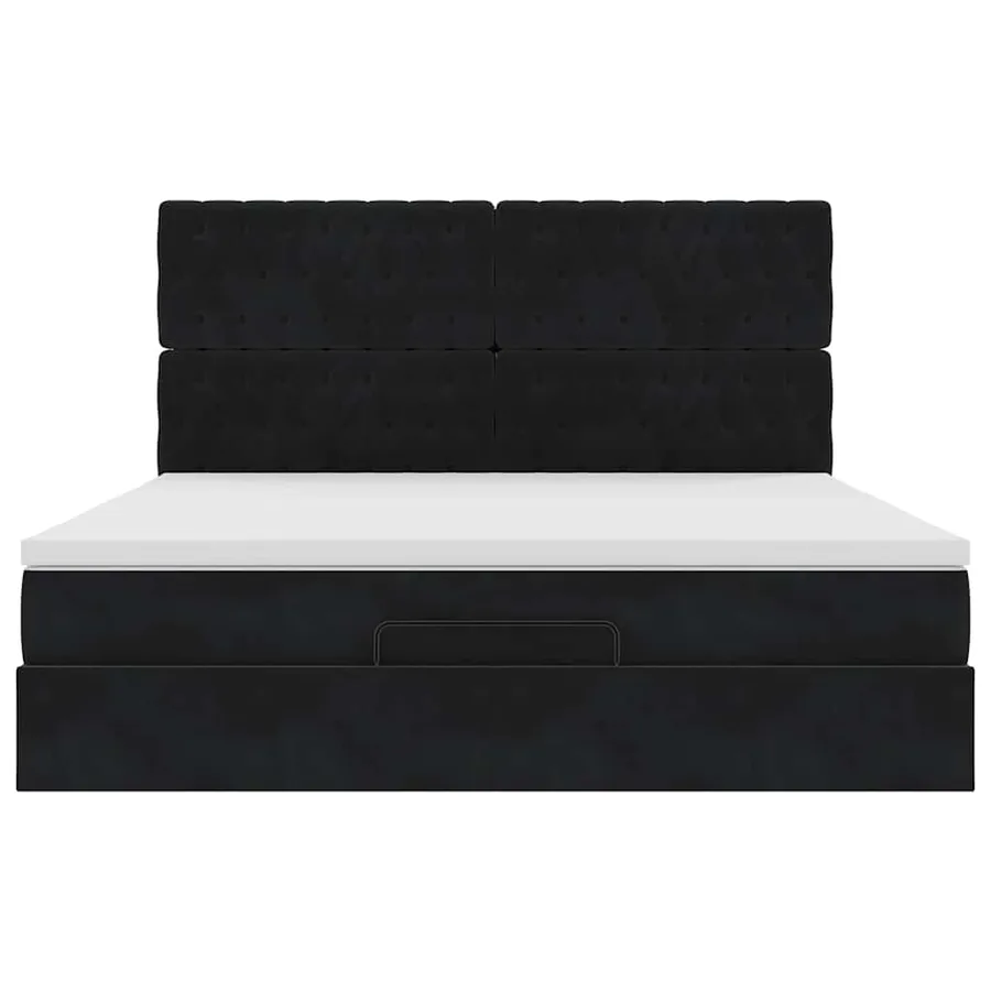 Cadre de lit ottoman avec matelas noir 180x200cm velours - 8