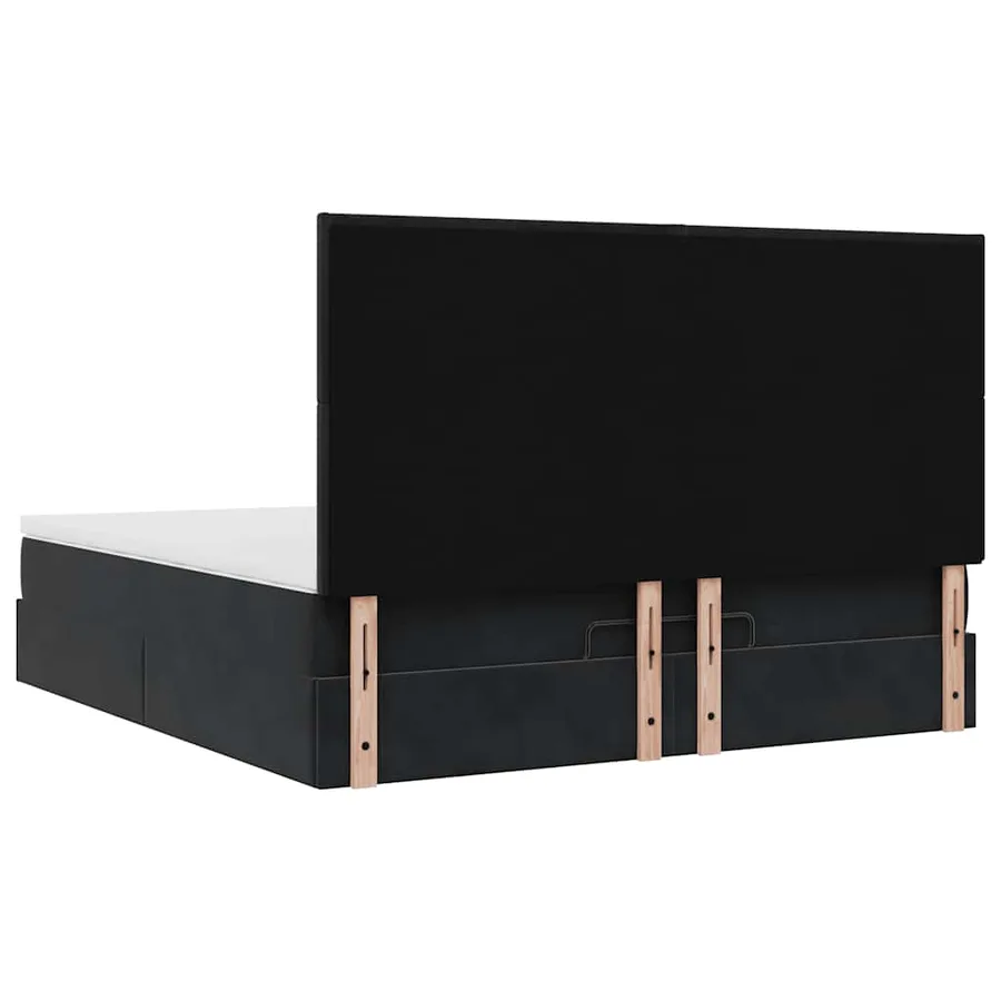 Cadre de lit ottoman avec matelas noir 180x200cm velours - 10