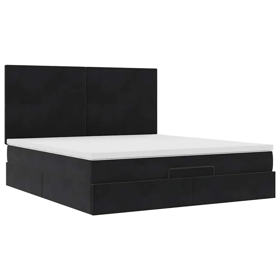 Cadre de lit ottoman avec matelas noir 180x200cm velours - 7