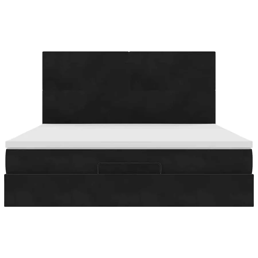 Cadre de lit ottoman avec matelas noir 180x200cm velours - 8