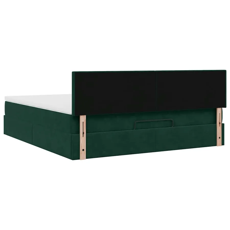 Cadre de lit ottoman avec matelas vert foncé 180x200 cm velours - 10
